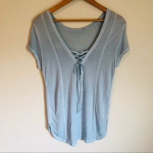 Lilka light blue lace up t-shirt, casual tee